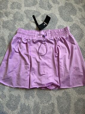Lilac Elastic Waist Tennis Athletic Skirt with Drawstring